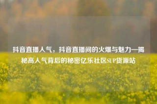 抖音直播人气,抖音直播间的火爆与魅力—揭秘高人气背后的秘密亿乐社区SUP货源站
