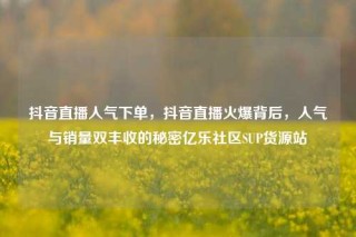 抖音直播人气下单,抖音直播火爆背后,人气与销量双丰收的秘密亿乐社区SUP货源站