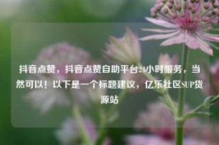 抖音点赞,抖音点赞自助平台24小时服务,当然可以!以下是一个标题建议,亿乐社区SUP货源站