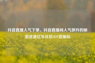 抖音直播人气下单,抖音直播间人气飙升的秘密武器亿乐社区SUP货源站