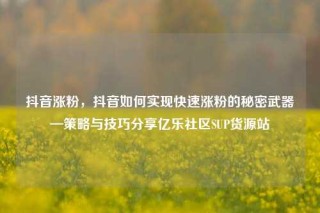 抖音涨粉,抖音如何实现快速涨粉的秘密武器—策略与技巧分享亿乐社区SUP货源站