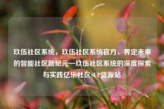 玖伍社区系统,玖伍社区系统官方,界定未来的智能社区新纪元—玖伍社区系统的深度探索与实践亿乐社区SUP货源站