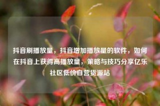 抖音刷播放量,抖音增加播放量的软件,如何在抖音上获得高播放量,策略与技巧分享亿乐社区低价自营货源站