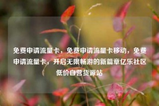 免费申请流量卡，免费申请流量卡移动，免费申请流量卡，开启无限畅游的新篇章亿乐社区低价自营货源站