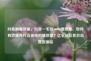 抖音刷播放量,抖音一毛钱10000播放量,如何有效提升抖音视频的播放量?亿乐社区低价自营货源站