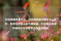 抖音刷播放量平台，抖音播放量自助平台24小时，如何在抖音上提升播放量，打造爆款视频的秘诀亿乐社区低价自营货源站