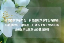 抖音播放下单平台，抖音播放下单平台有哪些，抖音播放与下单平台，打通线上线下营销的新途径亿乐社区低价自营货源站
