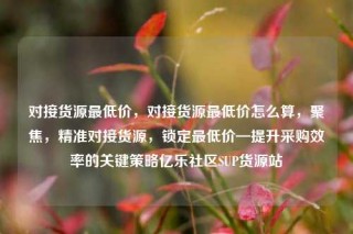 对接货源最低价,对接货源最低价怎么算,聚焦,精准对接货源,锁定最低价—提升采购效率的关键策略亿乐社区SUP货源站