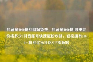 抖音刷1000粉丝网站免费,抖音刷1000粉 哪里能价格多少?抖音账号快速涨粉攻略,轻松拥有1000+粉丝亿乐社区SUP货源站