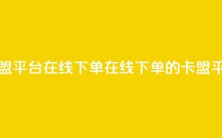 卡盟平台在线下单(在线下单的卡盟平台)
