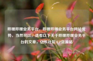 哔哩哔哩业务平台,哔哩哔哩业务平台网站优势,当然可以,请看以下关于哔哩哔哩业务平台的文章,亿乐社区SUP货源站