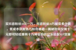 买抖音粉丝10元一万,抖音粉丝10万能卖多少钱,低成本获取百万粉丝秘籍—揭秘如何仅需十元即可轻松拥有十万抖音粉丝亿乐社区SUP货源站