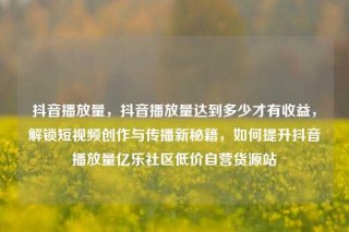 抖音播放量,抖音播放量达到多少才有收益,解锁短视频创作与传播新秘籍,如何提升抖音播放量亿乐社区低价自营货源站