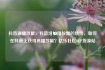抖音刷播放量,抖音增加播放量的软件,如何在抖音上获得高播放量?亿乐社区SUP货源站