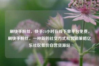 刷快手粉丝，快手24小时在线下单平台免费，刷快手粉丝，一种新的社交方式和营销策略亿乐社区低价自营货源站