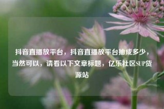 抖音直播放平台,抖音直播放平台抽成多少,当然可以,请看以下文章标题,亿乐社区SUP货源站
