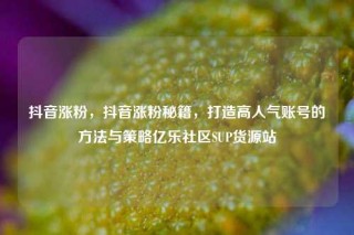 抖音涨粉,抖音涨粉秘籍,打造高人气账号的方法与策略亿乐社区SUP货源站