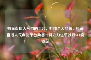 抖音直播人气自助平台,打造个人品牌,抖音直播人气自助平台助您一臂之力亿乐社区SUP货源站