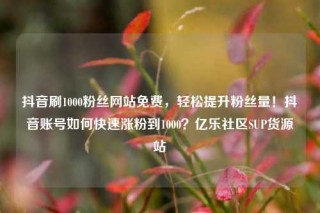 抖音刷1000粉丝网站免费,轻松提升粉丝量!抖音账号如何快速涨粉到1000?亿乐社区SUP货源站