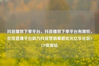 抖音播放下单平台,抖音播放下单平台有哪些,在线直播平台助力抖音营销策略优化亿乐社区SUP货源站