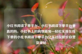 小红书阅读下单平台，小红书阅读下单平台是真的吗，小红书上的购物新宠—轻松实现在线下单的小红书阅读下单平台亿乐社区低价自营货源站