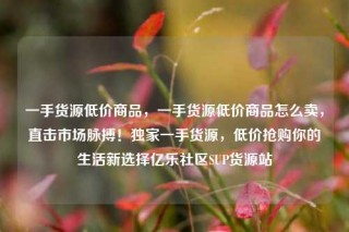 一手货源低价商品,一手货源低价商品怎么卖,直击市场脉搏!独家一手货源,低价抢购你的生活新选择亿乐社区SUP货源站