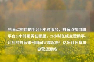 抖音点赞自助平台24小时服务,抖音点赞自助平台24小时服务在哪里,24小时在线点赞助手,让您的抖音账号瞬间火爆起来!亿乐社区低价自营货源站