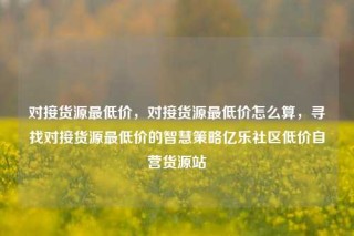 对接货源最低价,对接货源最低价怎么算,寻找对接货源最低价的智慧策略亿乐社区低价自营货源站