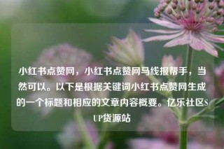 小红书点赞网，小红书点赞网马线报帮手，当然可以。以下是根据关键词小红书点赞网生成的一个标题和相应的文章内容概要。亿乐社区SUP货源站