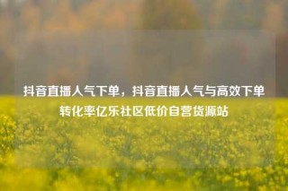 抖音直播人气下单,抖音直播人气与高效下单转化率亿乐社区低价自营货源站