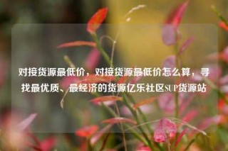 对接货源最低价,对接货源最低价怎么算,寻找最优质、最经济的货源亿乐社区SUP货源站