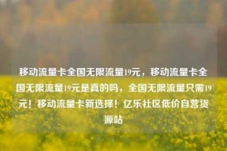 移动流量卡全国无限流量19元,移动流量卡全国无限流量19元是真的吗,全国无限流量只需19元!移动流量卡新选择!亿乐社区低价自营货源站