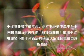 小红书业务下单平台,小红书业务下单平台全网最低价24小时在线,解锁新商机!揭秘小红书业务下单平台背后的秘密亿乐社区低价自营货源站