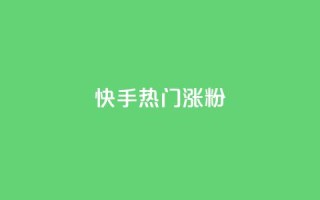 快手热门涨粉APP - 热门快手涨粉软件的新冠军！