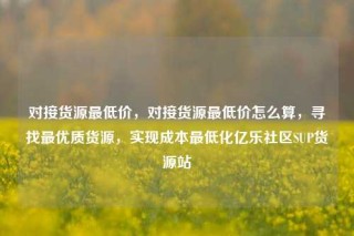 对接货源最低价,对接货源最低价怎么算,寻找最优质货源,实现成本最低化亿乐社区SUP货源站