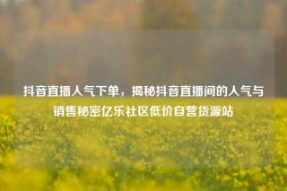 抖音直播人气下单，揭秘抖音直播间的人气与销售秘密亿乐社区低价自营货源站