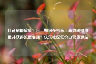 抖音刷播放量平台,如何在抖音上高效刷播放量并获得流量变现?亿乐社区低价自营货源站