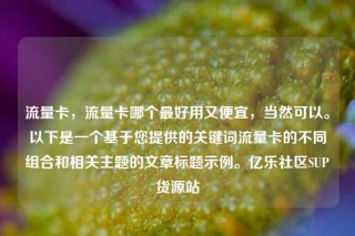流量卡,流量卡哪个最好用又便宜,当然可以。以下是一个基于您提供的关键词流量卡的不同组合和相关主题的文章标题示例。亿乐社区SUP货源站
