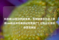 抖音刷1000粉丝网站免费，如何快速在抖音上获得1000粉丝并实现网站免费推广？亿乐社区低价自营货源站