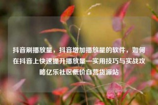 抖音刷播放量,抖音增加播放量的软件,如何在抖音上快速提升播放量—实用技巧与实战攻略亿乐社区低价自营货源站