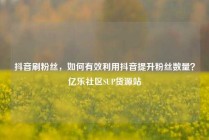 抖音刷粉丝,如何有效利用抖音提升粉丝数量?亿乐社区SUP货源站