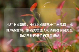 小红书点赞网,小红书点赞网十二出品网,小红书点赞网,解锁美妆达人和消费者的完美互动亿乐社区低价自营货源站