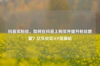 抖音买粉丝，如何在抖音上购买并提升粉丝数量？亿乐社区SUP货源站