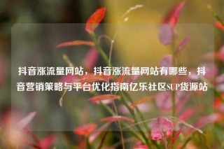 抖音涨流量网站,抖音涨流量网站有哪些,抖音营销策略与平台优化指南亿乐社区SUP货源站