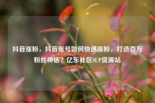 抖音涨粉,抖音账号如何快速涨粉,打造百万粉丝神话?亿乐社区SUP货源站