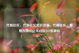 代刷社区,代刷社区低价货源,代刷社区,真相与警示亿乐社区SUP货源站