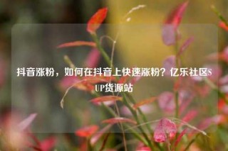 抖音涨粉,如何在抖音上快速涨粉?亿乐社区SUP货源站