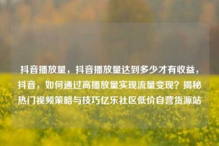 抖音播放量,抖音播放量达到多少才有收益,抖音,如何通过高播放量实现流量变现?揭秘热门视频策略与技巧亿乐社区低价自营货源站