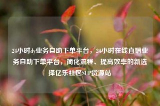 24小时dy业务自助下单平台,24小时在线直销业务自助下单平台,简化流程、提高效率的新选择亿乐社区SUP货源站