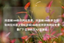 抖音刷1000粉丝网站免费,抖音刷1000粉多少钱?如何在抖音上轻松获取1000粉丝并获得网站免费推广?亿乐社区SUP货源站